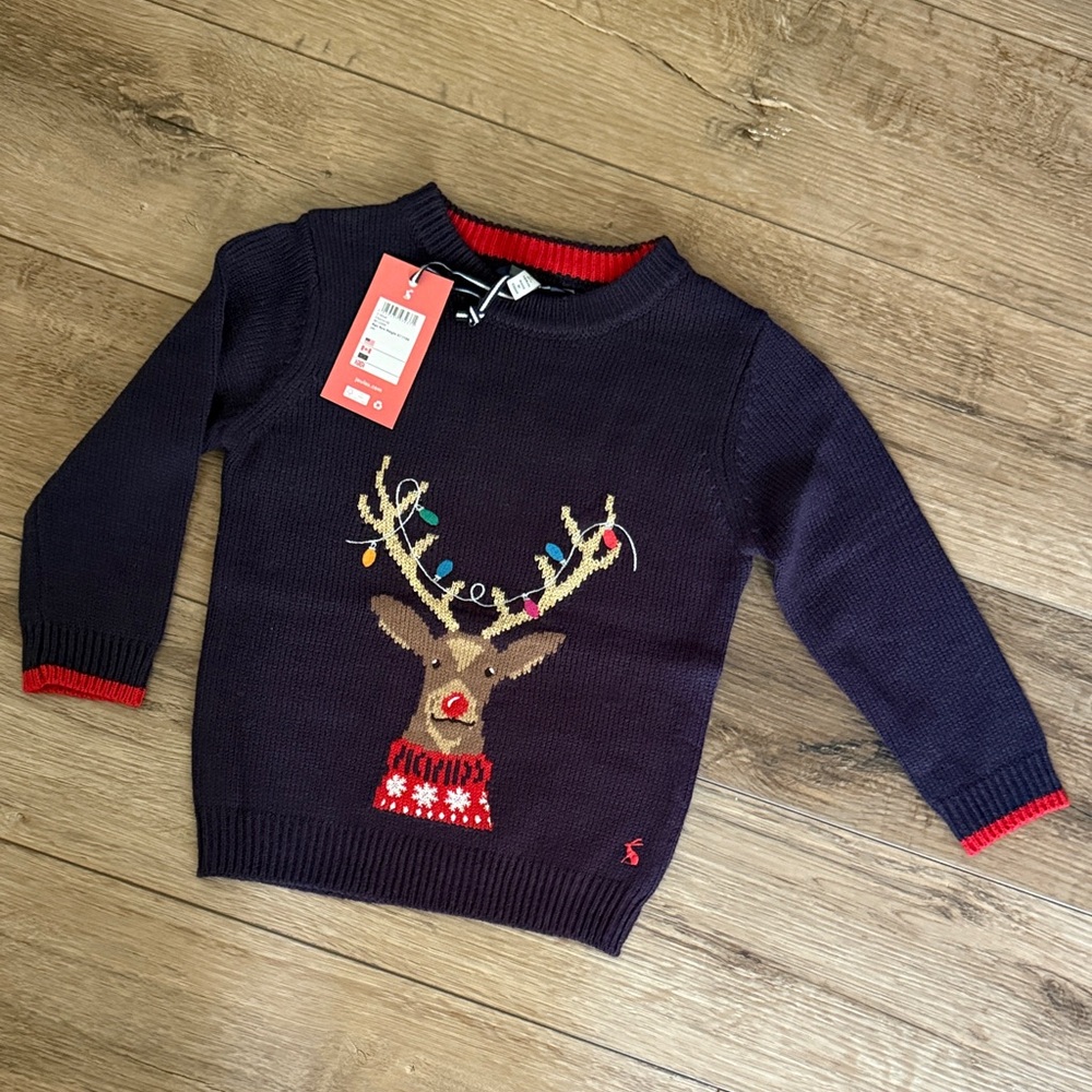 Joules Festive Christmas Sweater with Reindeer Design - Size 4Y